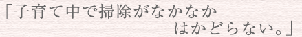 「子育て中で掃除がなかなかはかどらない。」