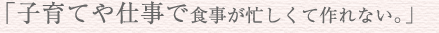 「子育てや仕事で一日3食分の食事が忙しくて作れない。」